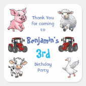 Thank You for 来's Tractor Farm Animals誕生日 スクエアシール (正面)