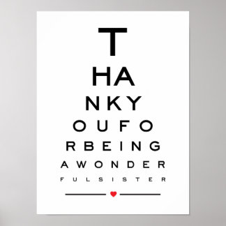 Thank you for being a wonderful sister eye chart ポスター