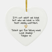 Thank You for Being My Person Love Heart セラミックオーナメント (正面)