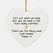 Thank You for Being My Person Love Heart セラミックオーナメント (裏面)