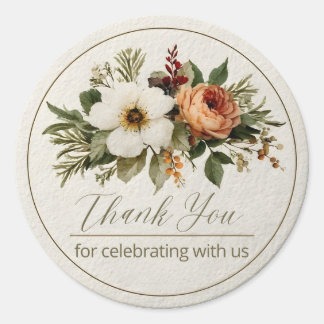 Thank You for Celebrating with Us — Floral Ring Bo ラウンドシール
