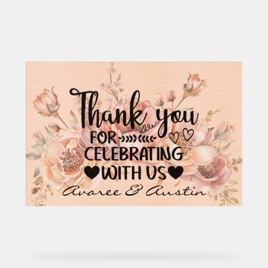 Thank You for Celebrating With Us Wedding アクリルサイン (正面)