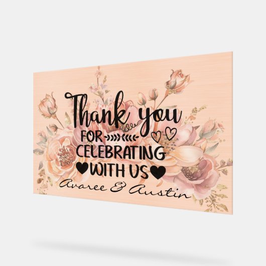 Thank You for Celebrating With Us Wedding アクリルサイン (傾斜)