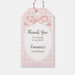 Thank you For Coming 1st Birthday Pink Gingham ギフトタグ