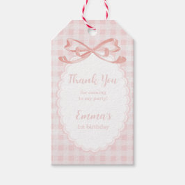 Thank you For Coming 1st Birthday Pink Gingham Gif ギフトタグ