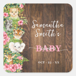 Thank You for Coming Safari Rustic Pink Shower スクエアシール