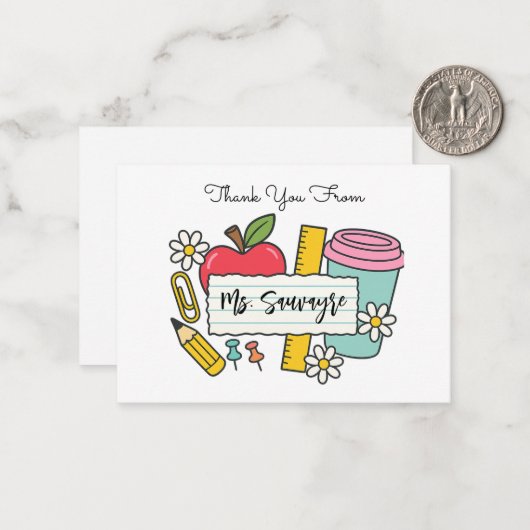 Thank You For Everything - Teaching Assistant ノートカード (正面/裏面インサイチュ)