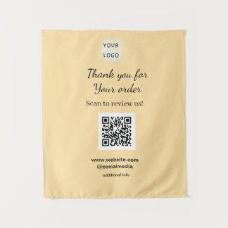 Thank you for order scan Review us business logo タペストリー