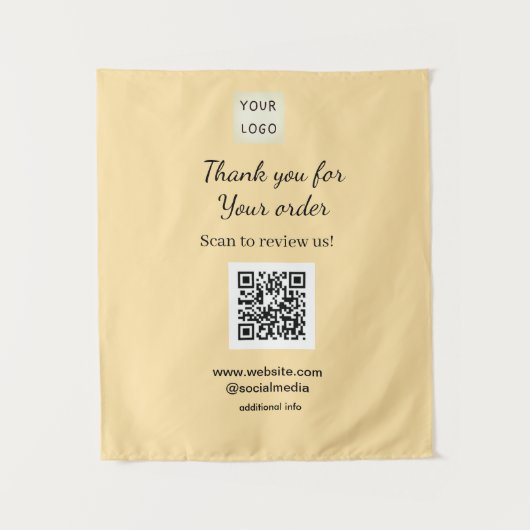 Thank you for order scan Review us business logo タペストリー (正面)