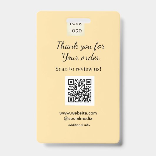 Thank you for order scan Review us business logo バッジ (正面)
