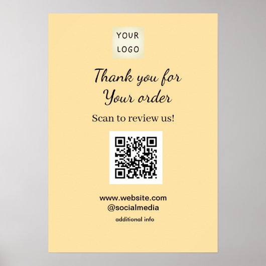 Thank you for order scan Review us business logo ポスター (正面)