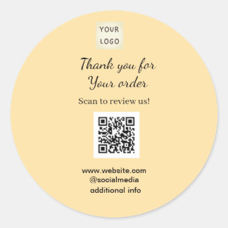 Thank you for order scan Review us business logo ラウンドシール