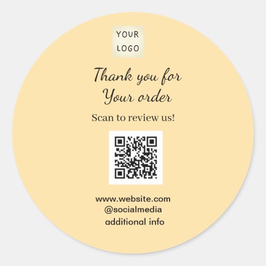 Thank you for order scan Review us business logo ラウンドシール (正面)
