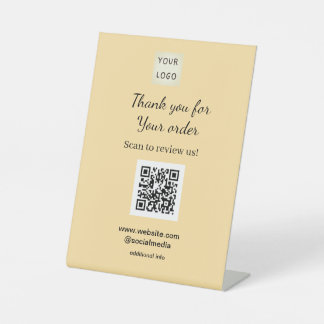 Thank you for order scan Review us business logo 台座サイン