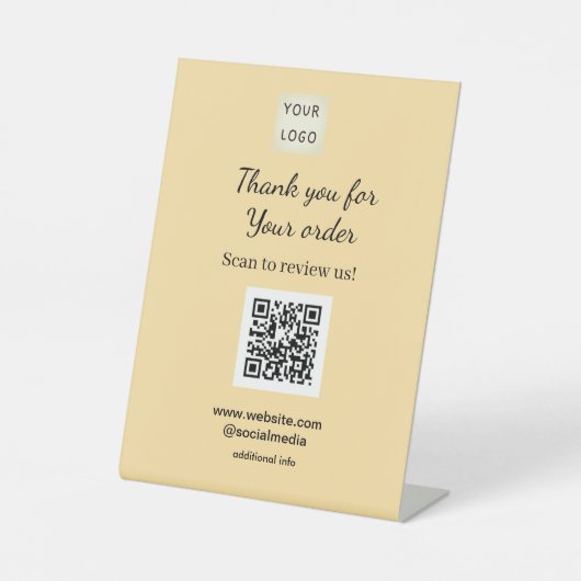 Thank you for order scan Review us business logo 台座サイン (正面)