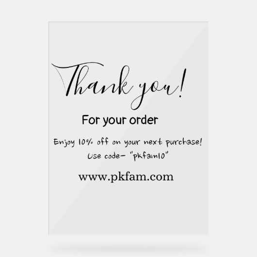 Thank you for purchase pink family business detail アクリルサイン (正面)