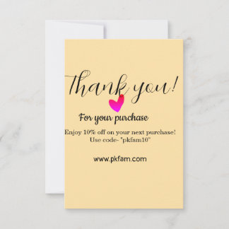 Thank you for purchase pink family business detail サンキューカード