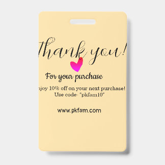 Thank you for purchase pink family business detail バッジ