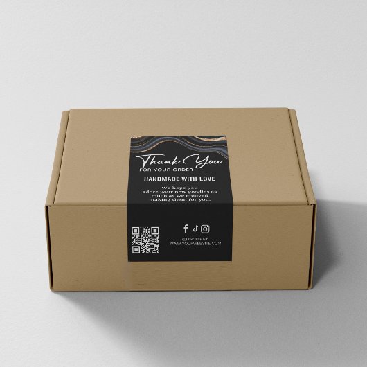 Thank You For Purchase Stone Marble Agate Label 長方形シール