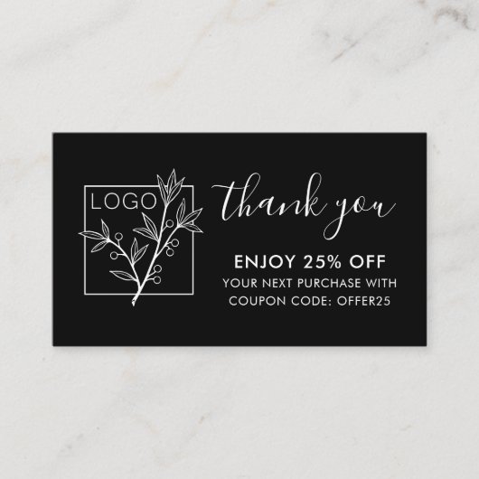 Thank You For Shopping Custom Logo Black 名刺 (正面)