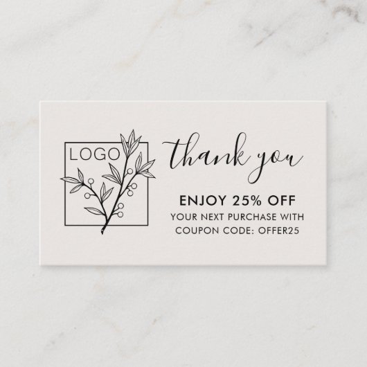 Thank You For Shopping Custom Logo Off-White 名刺 (正面)