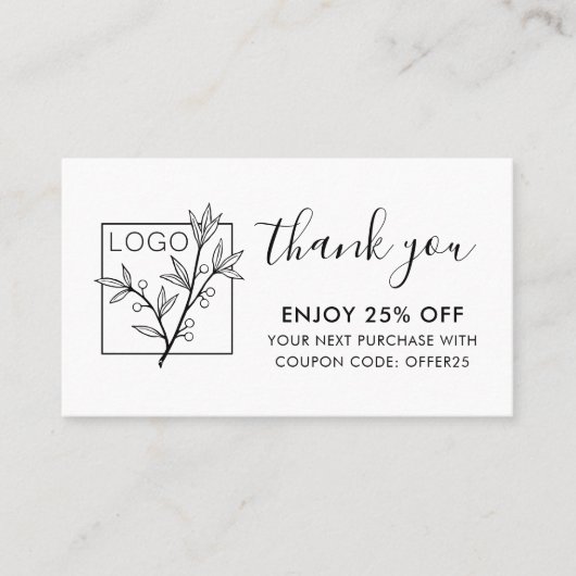 Thank You For Shopping Custom Logo White 名刺 (正面)