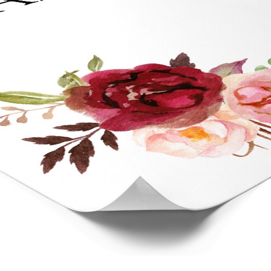 Thank you for showering bride to be marsala floral ポスター (角)