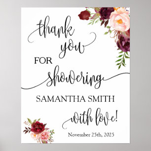 Thank you for showering bride to be marsala floral ポスター