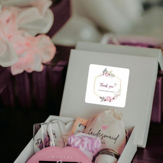 Thank You for Supporting My Business Floral Sticke スクエアシール