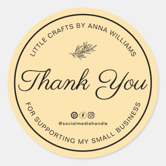 Thank You For Supporting My Small Business ラウンドシール (正面)