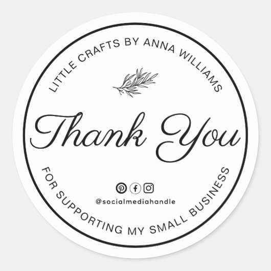 Thank You For Supporting My Small Business ラウンドシール (正面)