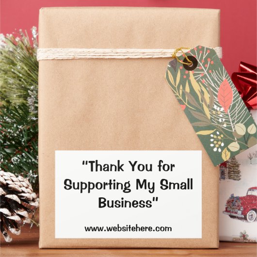“Thank You for Supporting My Small Business”  長方形シール (クリスマス)