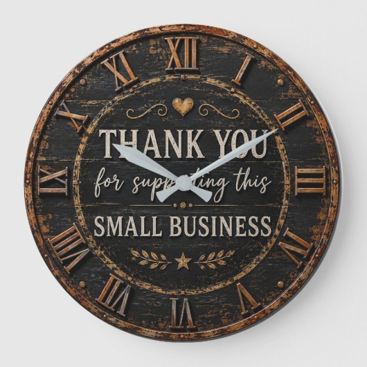 Thank You for Supporting This Small Business Rusti ラージ壁時計 (正面)