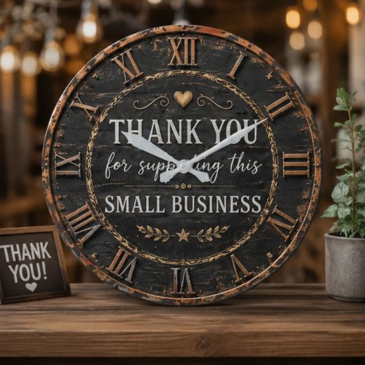 Thank You for Supporting This Small Business Rusti ラージ壁時計