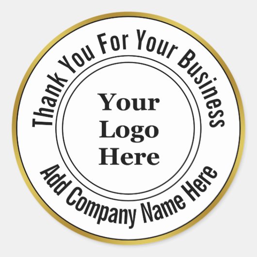 Thank You For Your Business金ゴールドWhite Your Logo ラウンドシール (正面)