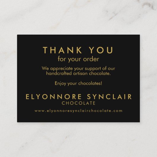 Thank You For Your Order Black Gold Chocolate 名刺 (裏面)