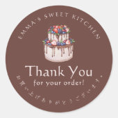 Thank You for Your Order Brown Chocolate Cake ラウンドシール (正面)