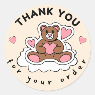 Thank You For Your Order Cute Bear Packaging Stick ラウンドシール