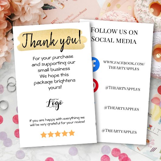 Thank You for Your Order Insert Card Small Busines 名刺