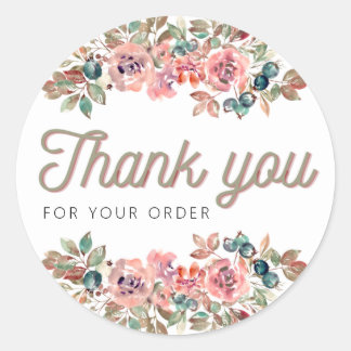 Thank you for your order sticker, flower, minimali ラウンドシール