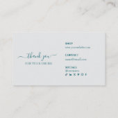 Thank You For Your Order Teal Business Insert Card 名刺 (裏面)