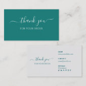 Thank You For Your Order Teal Business Insert Card 名刺 (正面/裏面)