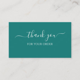 Thank You For Your Order Teal Business Insert Card 名刺