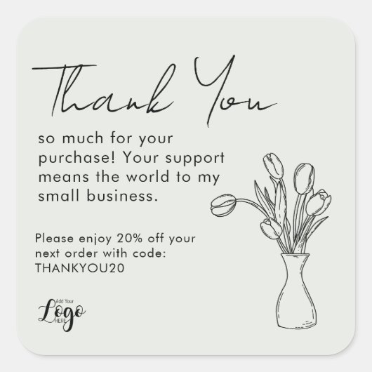 Thank You for Your Purchase Small Business Card |  スクエアシール (正面)