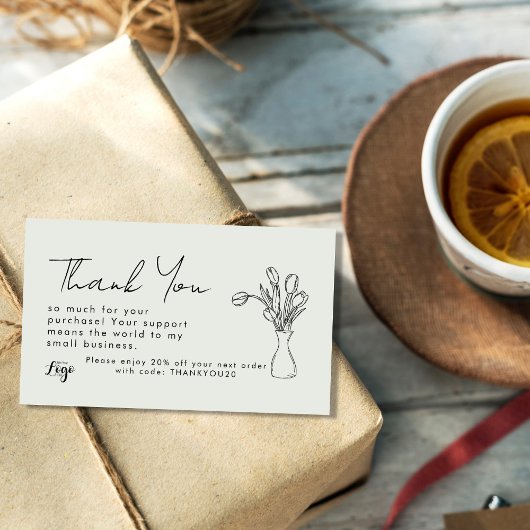 Thank You for Your Purchase Small Business Card |  ノートカード