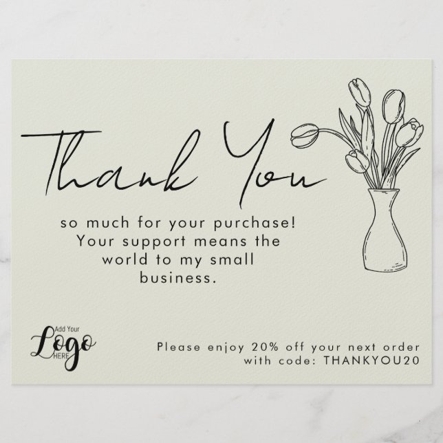 Thank You for Your Purchase Small Business Card |  レターヘッド (正面)