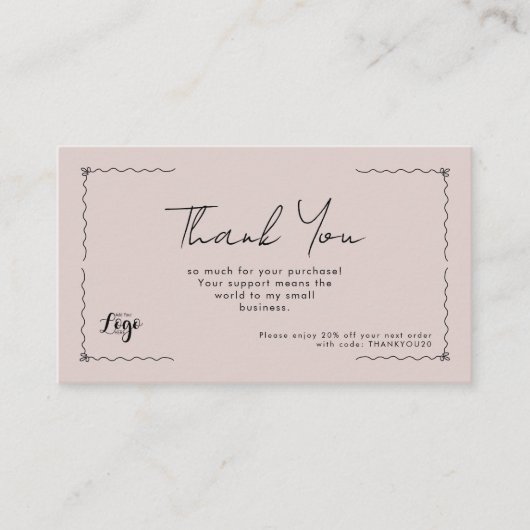 Thank You for Your Purchase Small Business Card |  名刺 (正面)