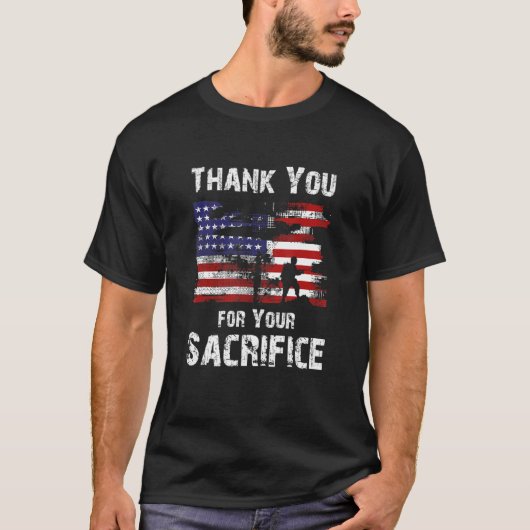 Thank You for Your Sacrifice Patriotic Veterans Da Tシャツ (正面)