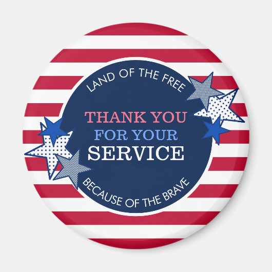 Thank You For Your Service退役軍人Stars ストライプ マグネット (正面)