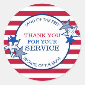Thank You For Your Service退役軍人Stars ストライプ ラウンドシール (正面)